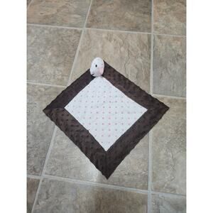 Brown Pink Polka Dot Sheep Lovey Security Blanket Plush Comfort Toy Baby Gift